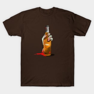 Zombie Hand Double Tap on Brown T-Shirt